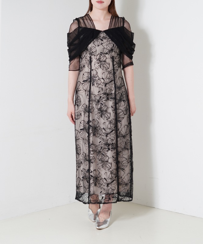 ANDRESD チュールドレープスパンコールドレス ANDRESD ドレス チュールドレープスパンコールドレス / tulle