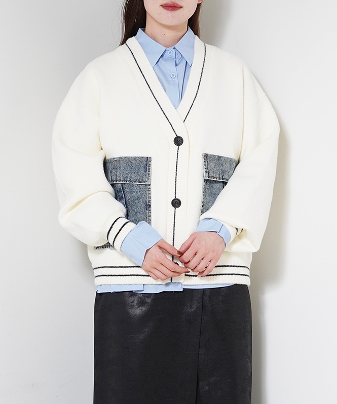 デニムポケットデザインオーバーカーディガン | OUTER,カーディガン