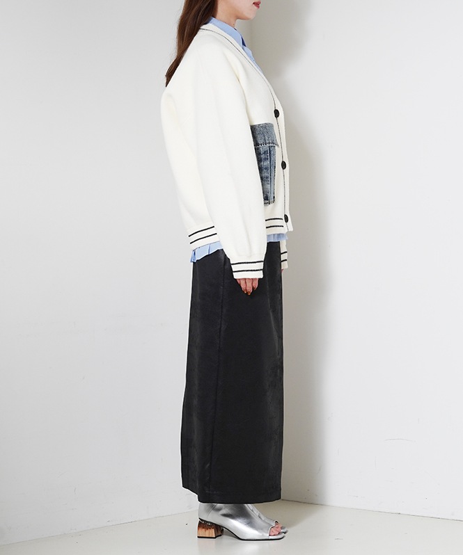 デニムポケットデザインオーバーカーディガン