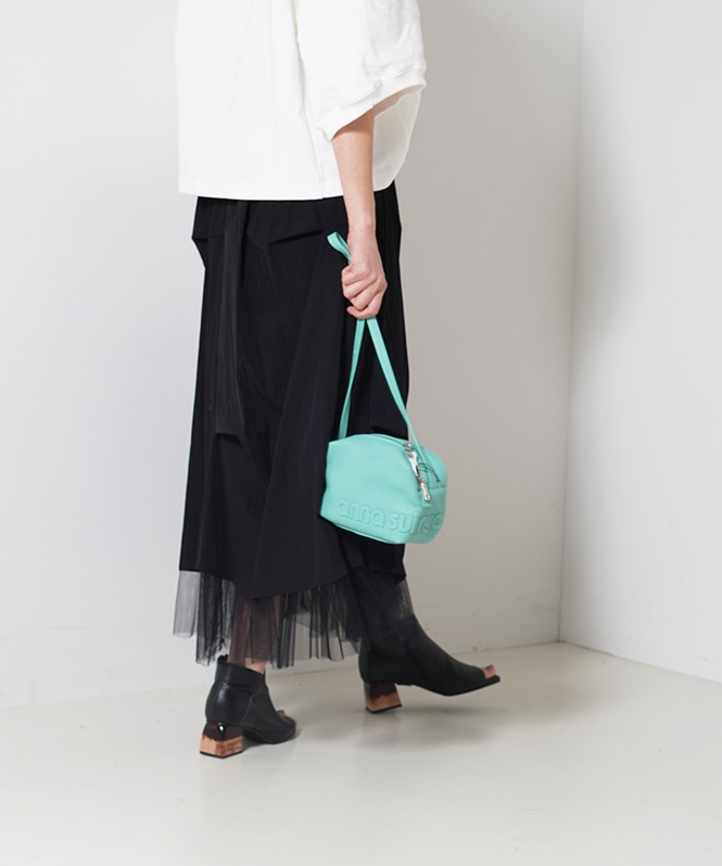 タックデザインチュールレイヤードスカート