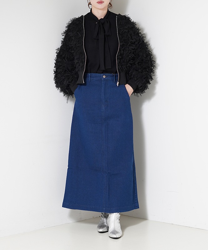 Knit×Fabirc Ribbon Tieブラウス