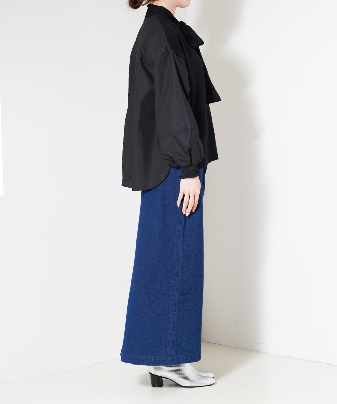 Knit×Fabirc Ribbon Tieブラウス