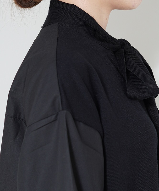 Knit×Fabirc Ribbon Tieブラウス