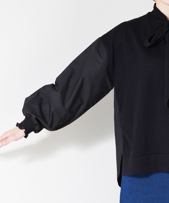 Knit×Fabirc Ribbon Tieブラウス