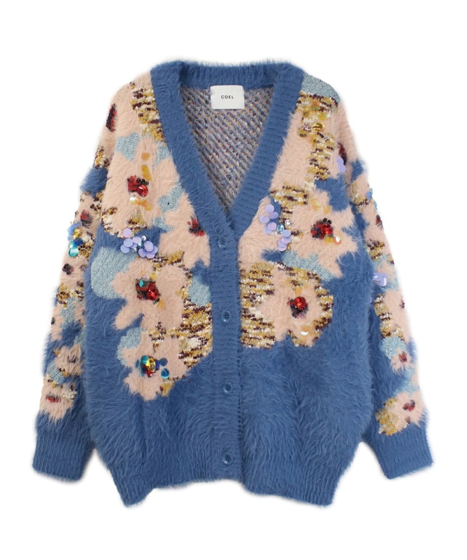 【新品】スーパービューティー　カーディガン　花柄 華やかビジュー 新品】スーパービューティー カーディガン 花柄 華やかビジュー