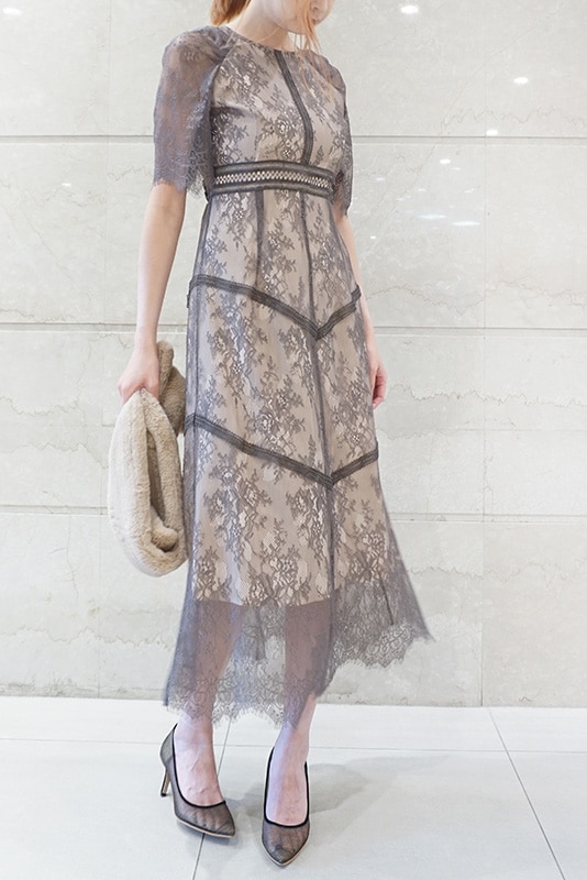 ROOM903 ショルダーギャザーラッセルレースワンピース | DRESS