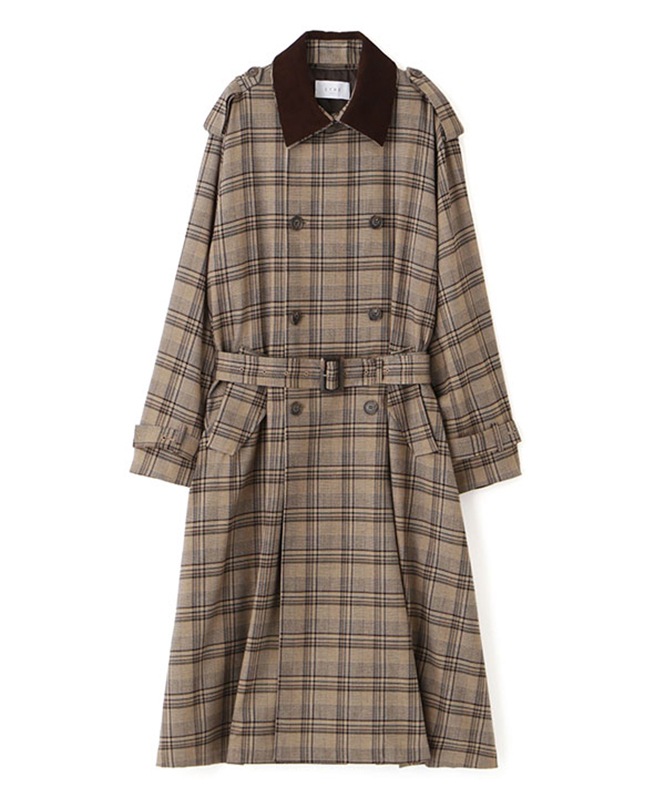 フードストールロングトレンチコート