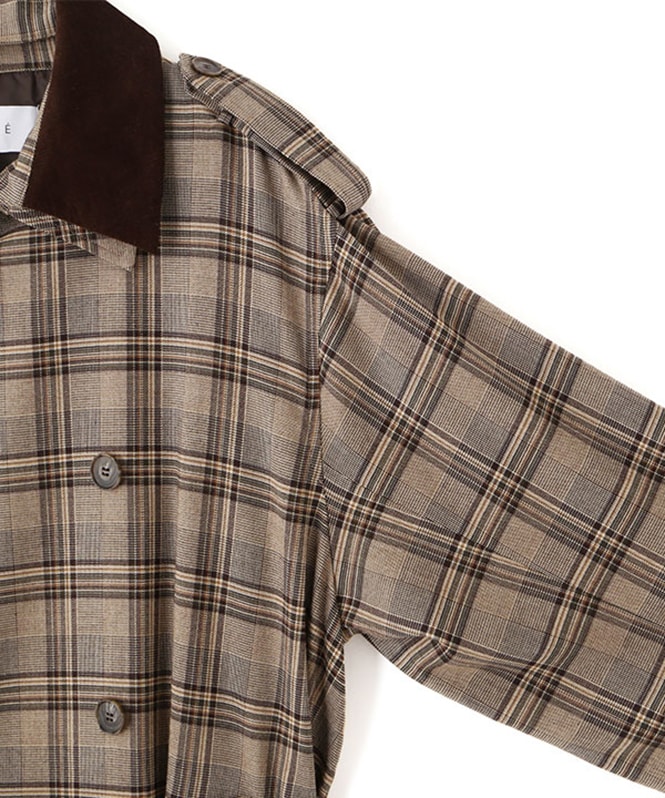 フードストールロングトレンチコート