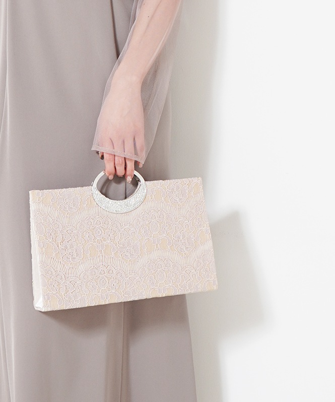 楕円ビジュー持ち手トートバッグ