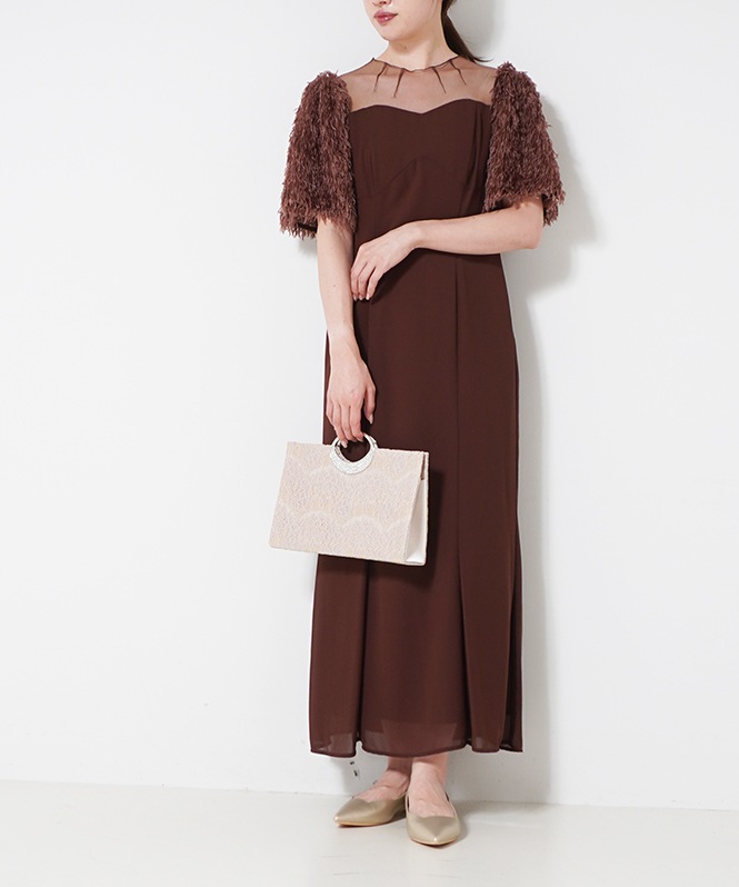 楕円ビジュー持ち手トートバッグ