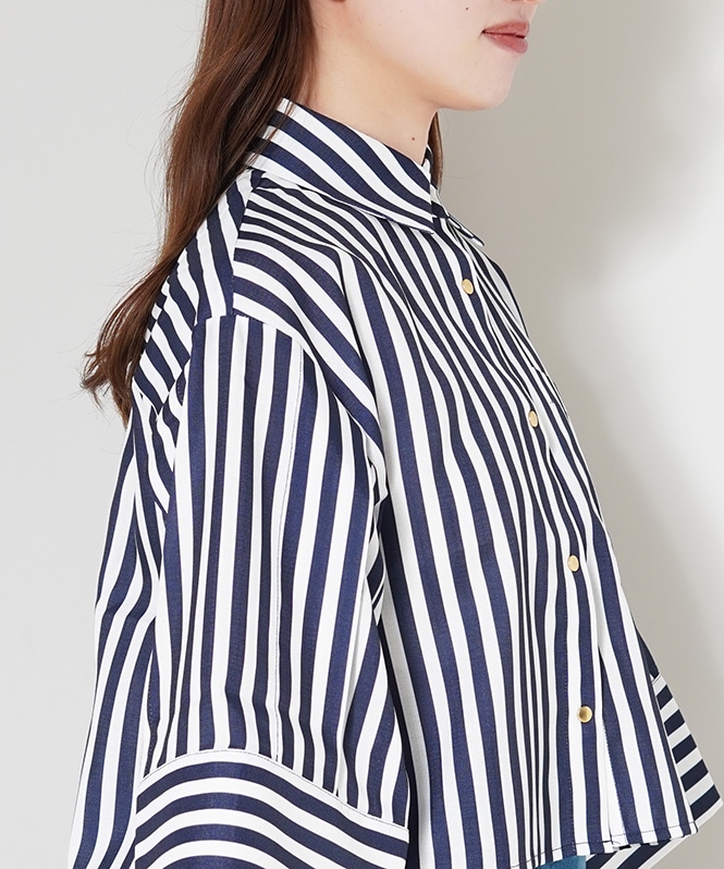 トップス nzm0820 タックスリーブストライプトップス(カットソー・Tシャツ
