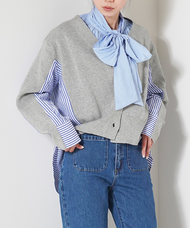 ニットドッキングVネックカーディガン