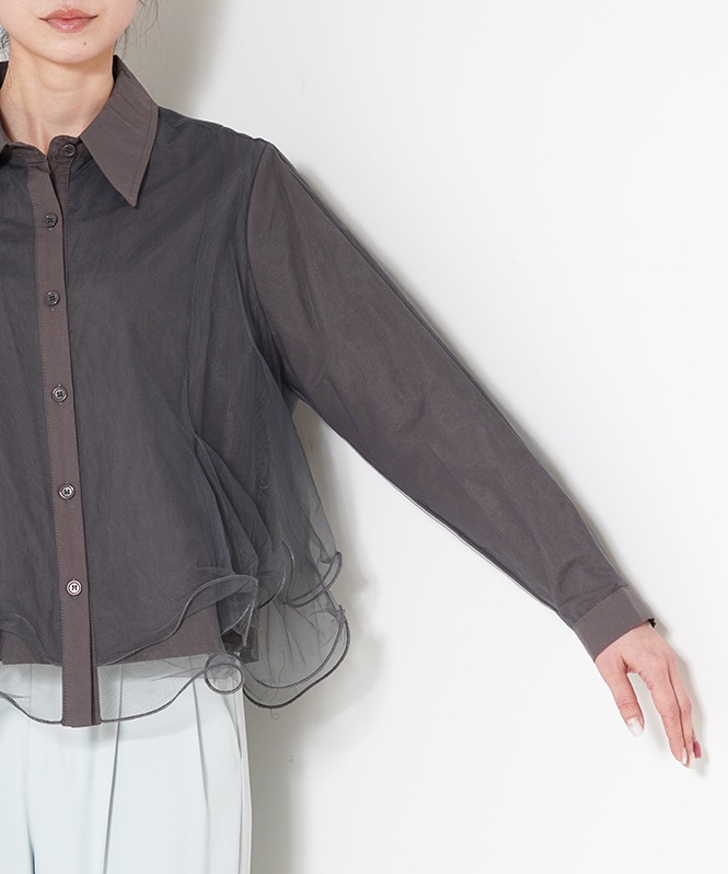 チュールレイヤードシャツ