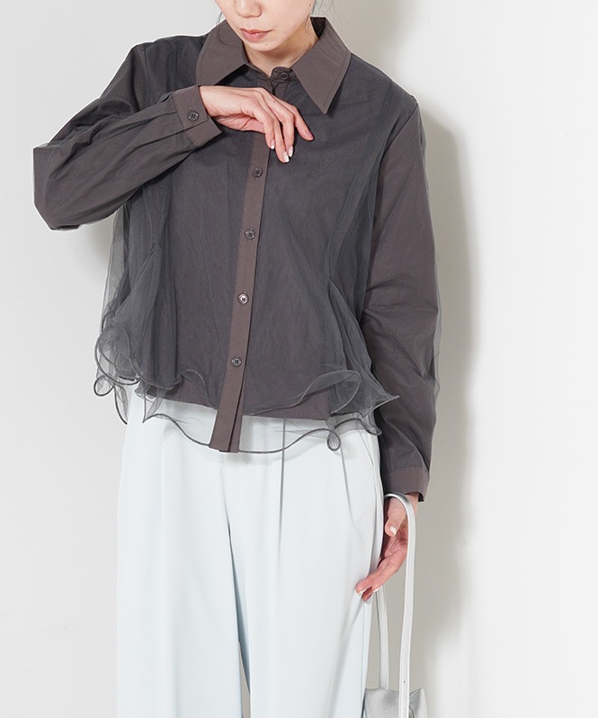 チュールレイヤードシャツ