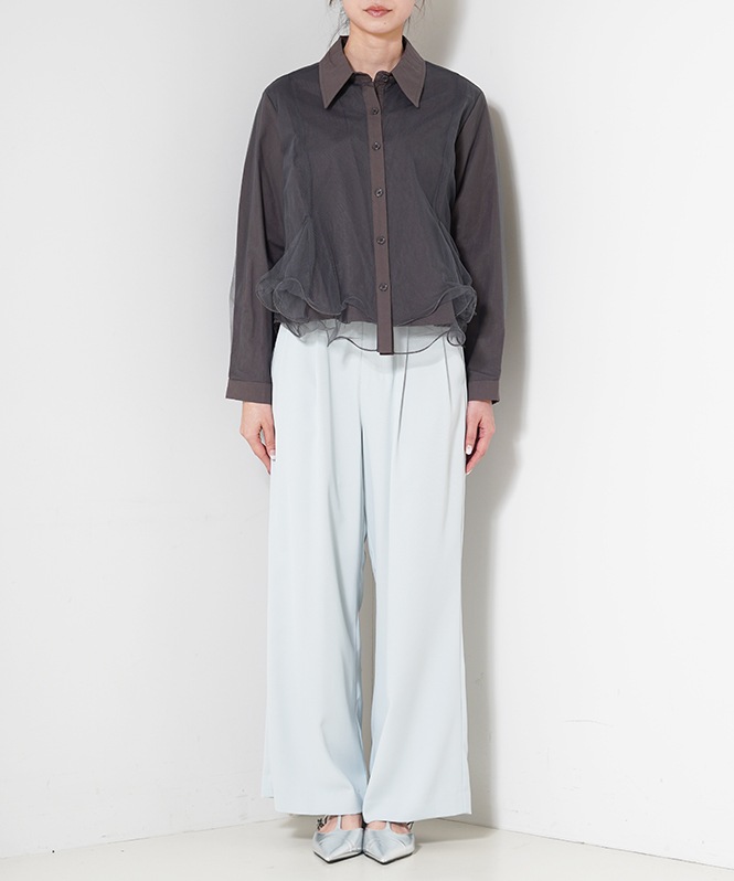 チュールレイヤードシャツ