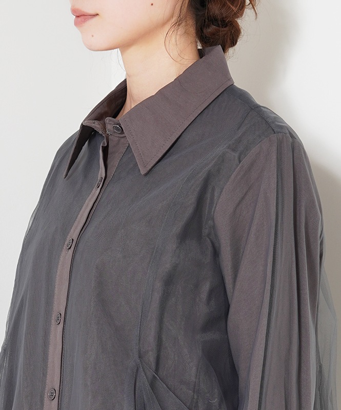 チュールレイヤードシャツ