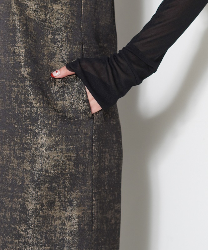 Layered look jacquard dress