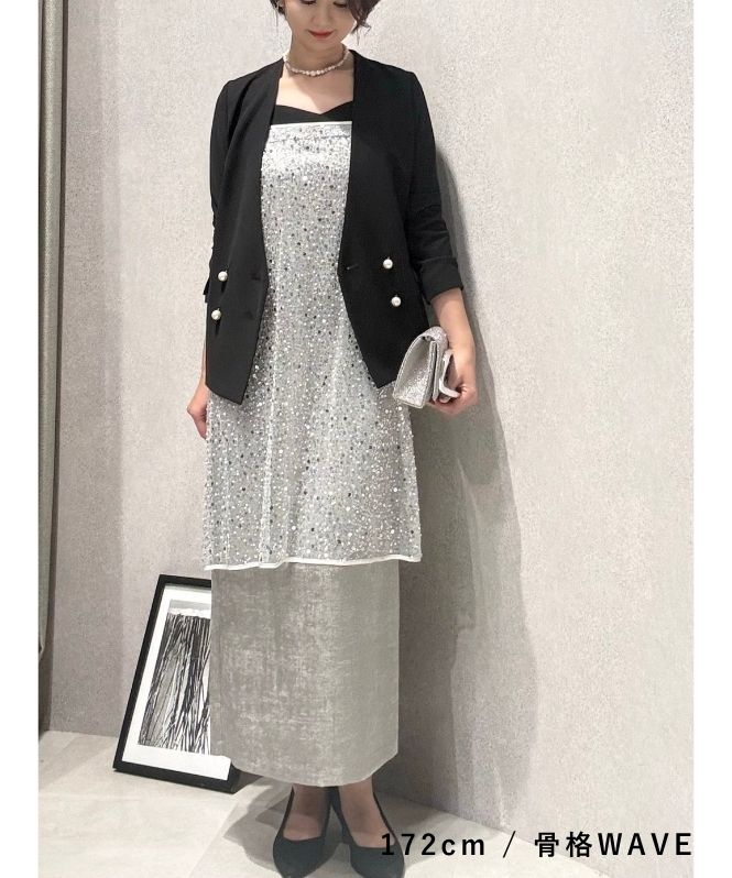 Layered look jacquard dress