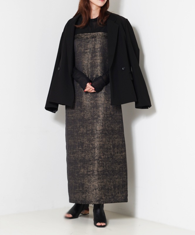 Layered look jacquard dress