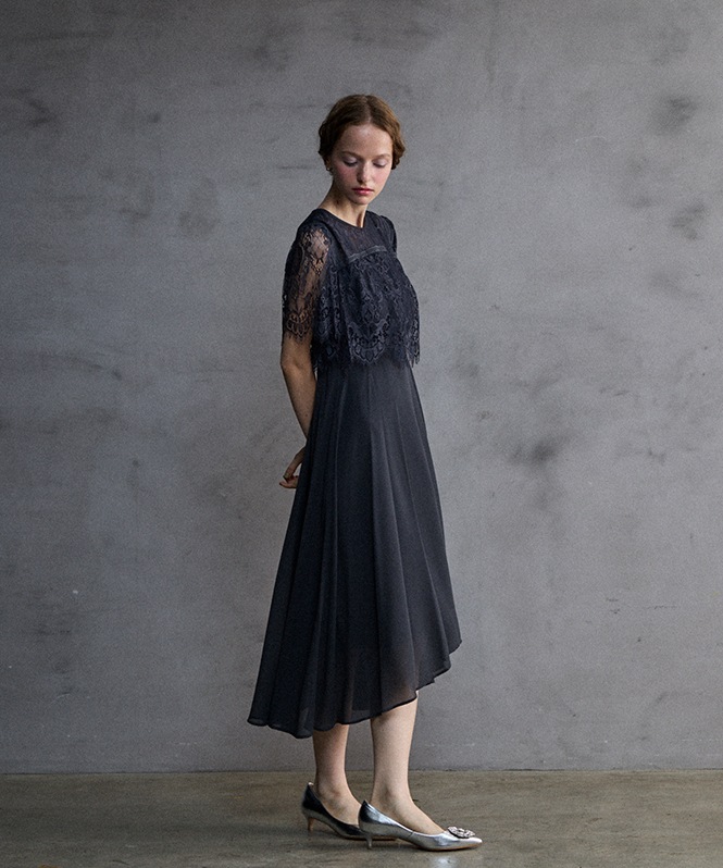 フレアスリーブフィッシュテールワンピース