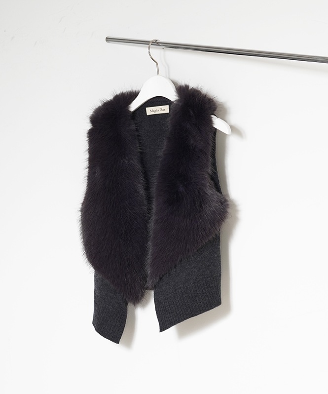 フォックスエコファー Vネックニットベスト | OUTER,ジレ | ROOM903 online