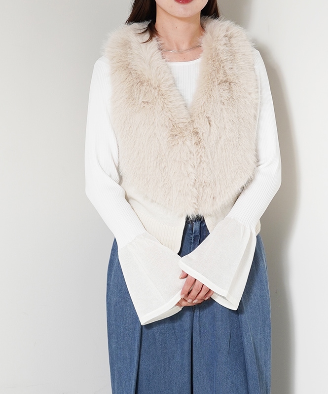 フォックスエコファー Vネックニットベスト | OUTER,ジレ | ROOM903 online