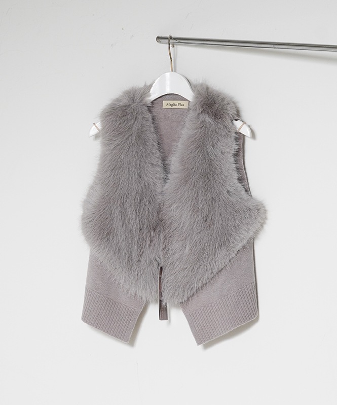 フォックスエコファー Vネックニットベスト | OUTER,ジレ | ROOM903 online