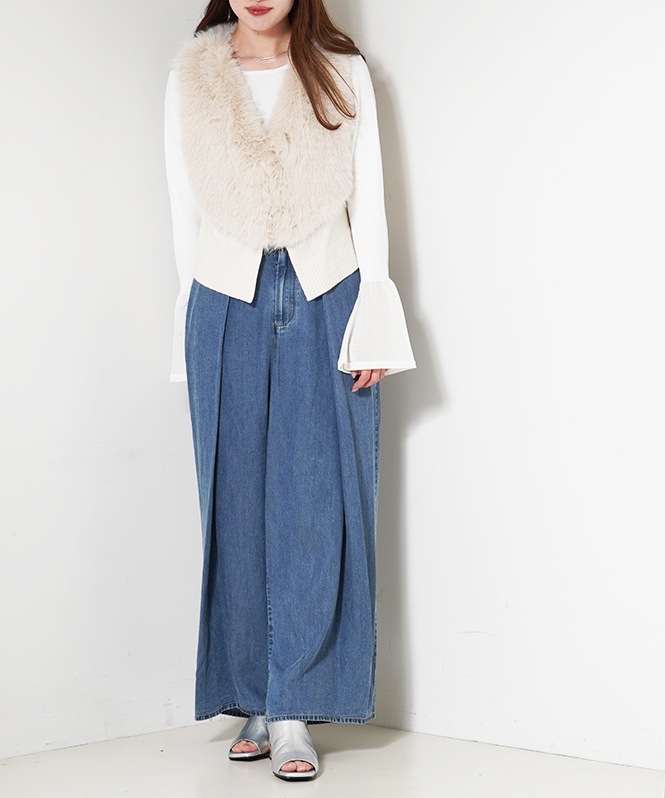 フォックスエコファー Vネックニットベスト