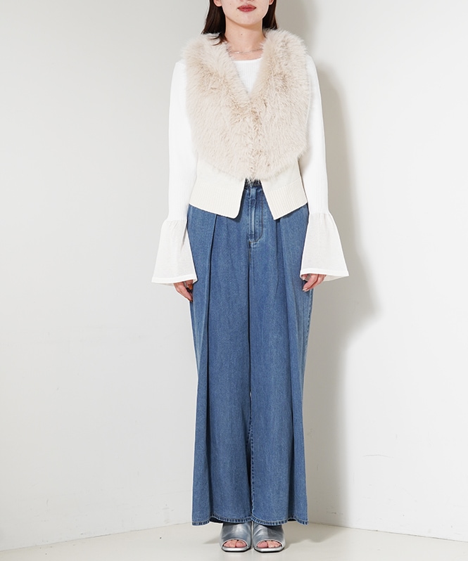 Maglia Plus フォックスエコファー Vネックニットベスト | OUTER