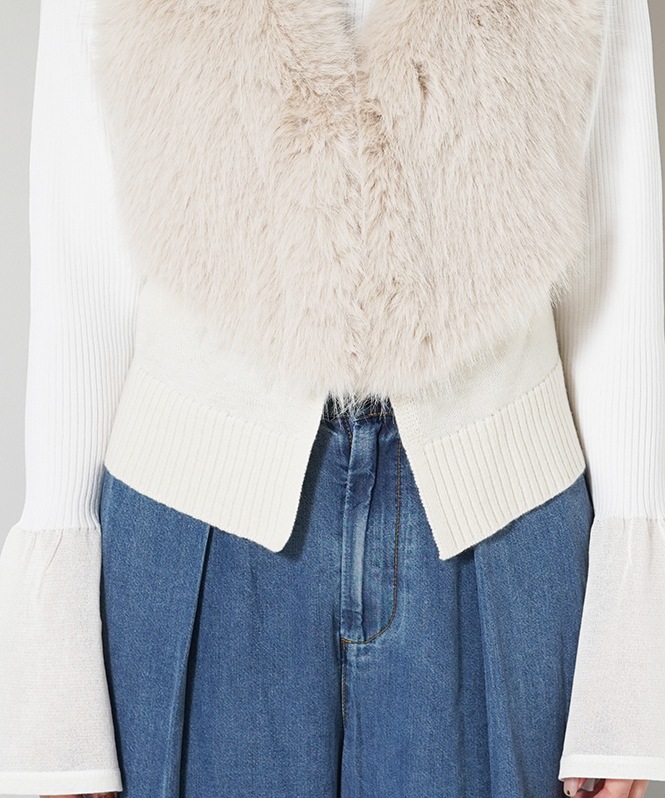 フォックスエコファー Vネックニットベスト | OUTER,ジレ | ROOM903 online