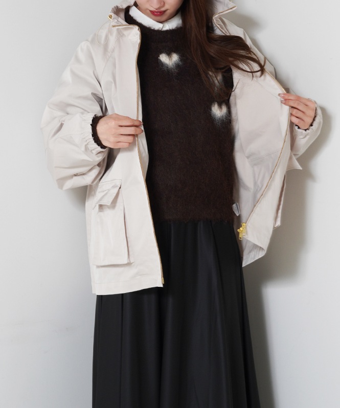 ハイネックWジップアウター