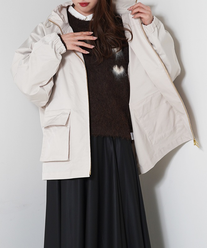 ハイネックWジップアウター