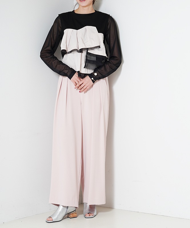 ハイウウェストタックパンツ