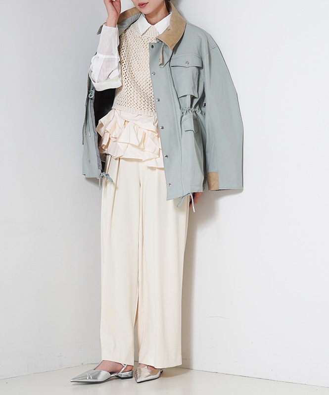 ハイウウェストタックパンツ