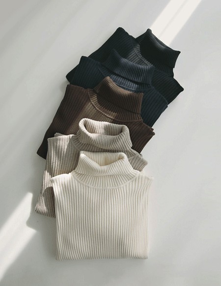 ビレビスコースリブニットタートルネック