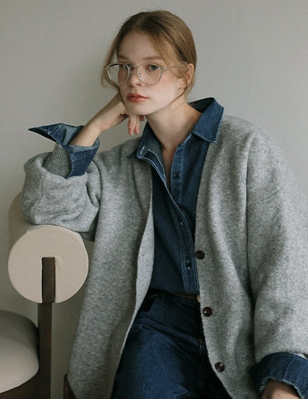 レティ ルーズフィットウールカーディガン