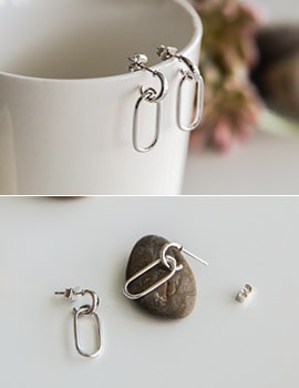 ダブルリングシルバーイヤリング