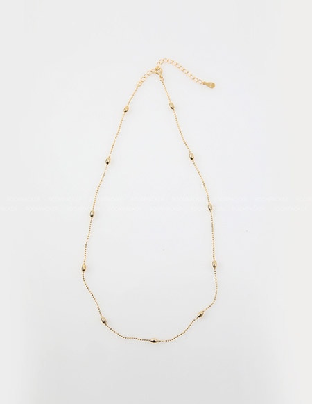 リブゴールドボールチェーンネックレス