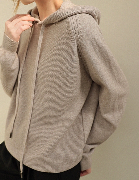 ゼナ ビスコースワッフルニットパーカー