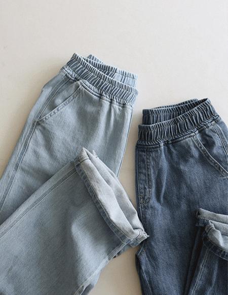 🌈[RR]055スラブイージーデニムパンツ_アイスブルー
