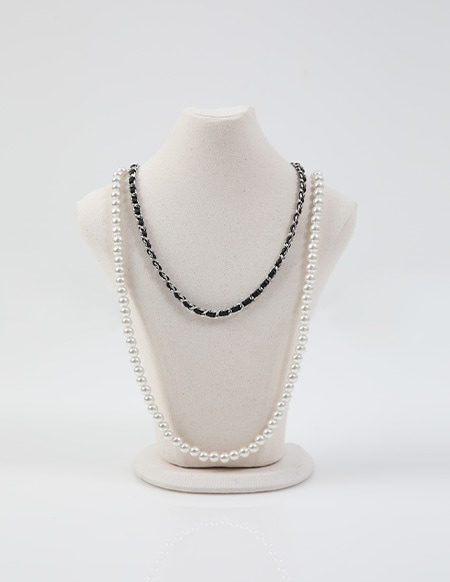 ベリーカラーチェーンロングパールネックレス