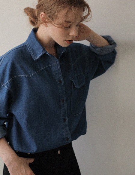 [RR]エリーウォッシュドデニムシャツ_blue