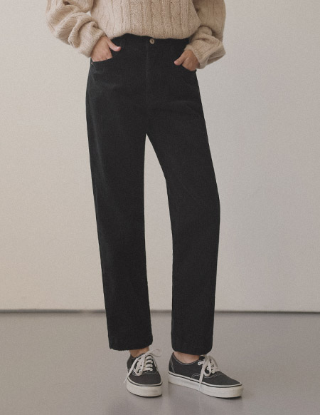 [RR] コニー コーデュロイ裏起毛パンツ（ブラック）