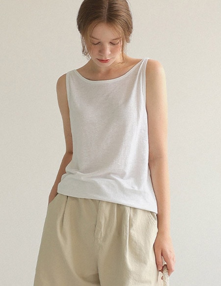 [RR]ハモンリネンラッパ袖なしトップス