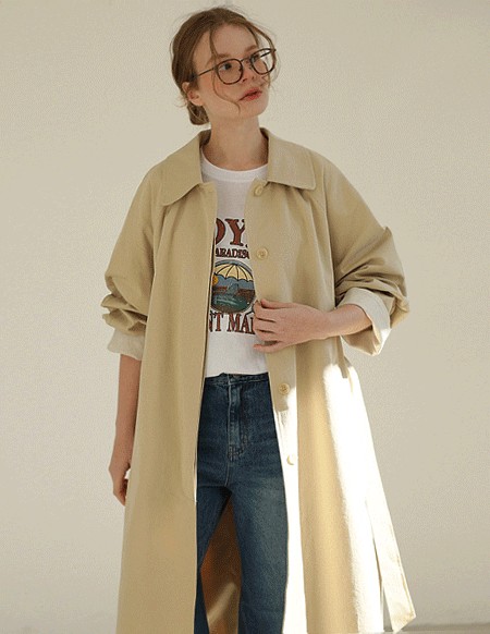 [RR]ローアン袖配色トレンチコート