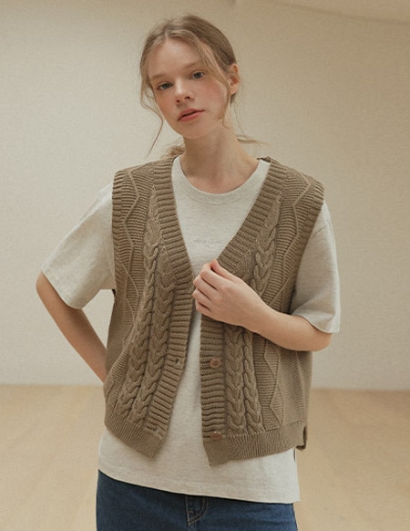 [RR]ココケーブルニットベスト