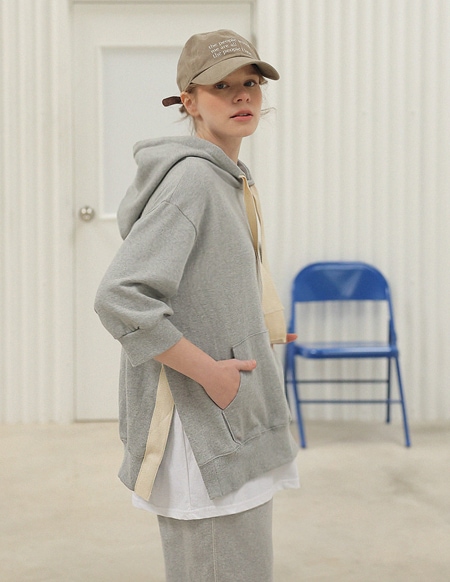 🌈[RR]ブルーノレイヤード5部フード付きトップス