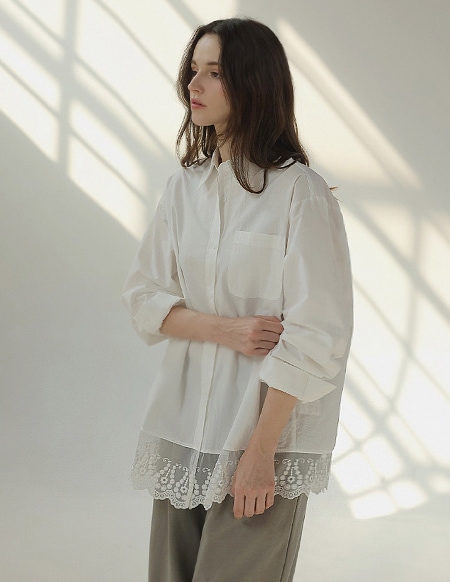 🌈[RR]スコット裾レースシャツ