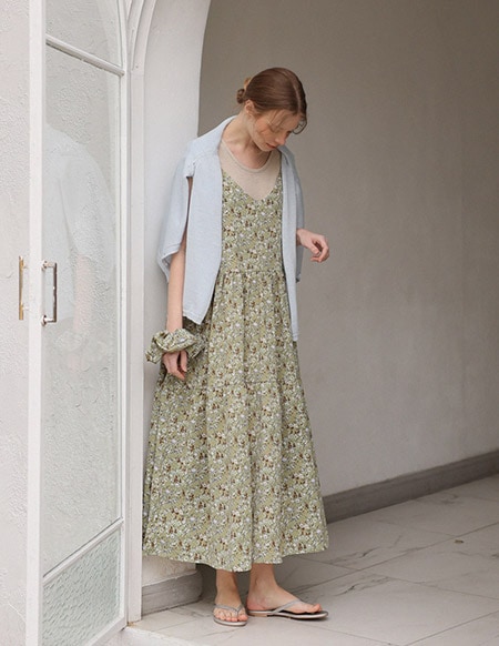 🌈[RR]イリンフラワーストラップワンピース(スクランチSET)