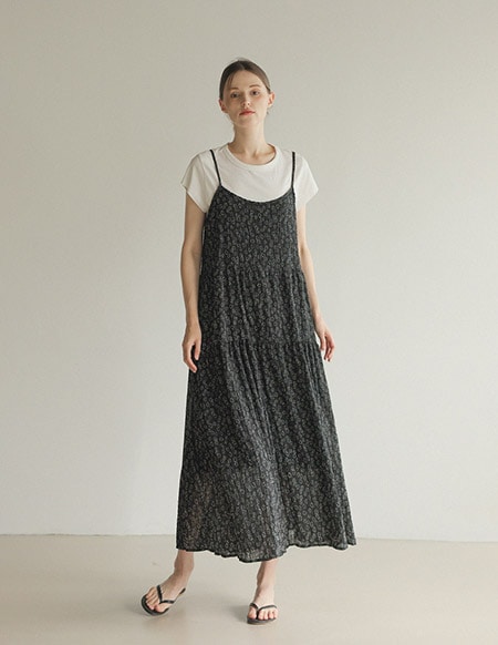 プルプリントストラップワンピース